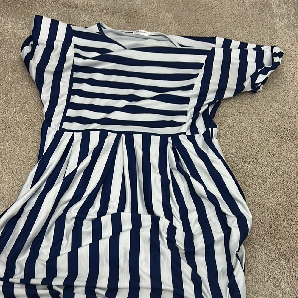Striped Navy and White Mini Dress